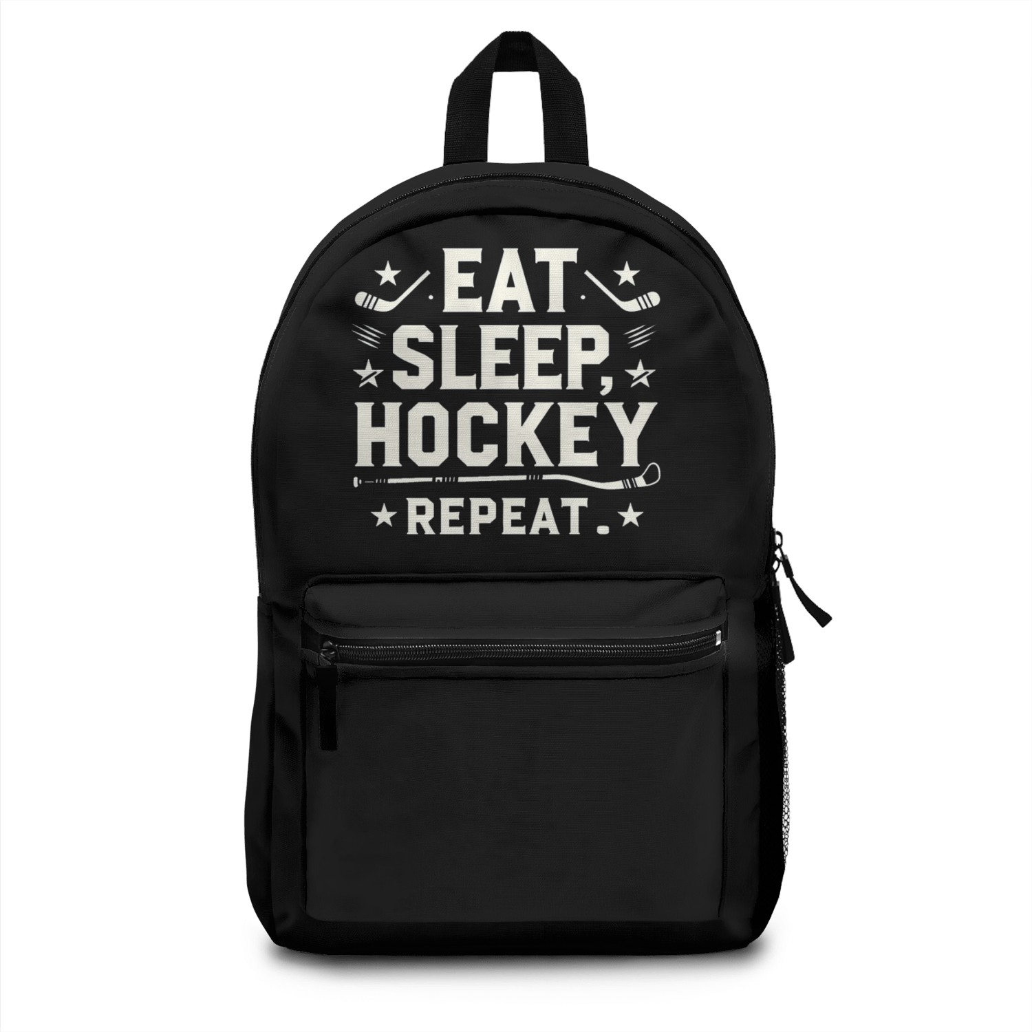 Eat sleep hockey repeat men Backpacks