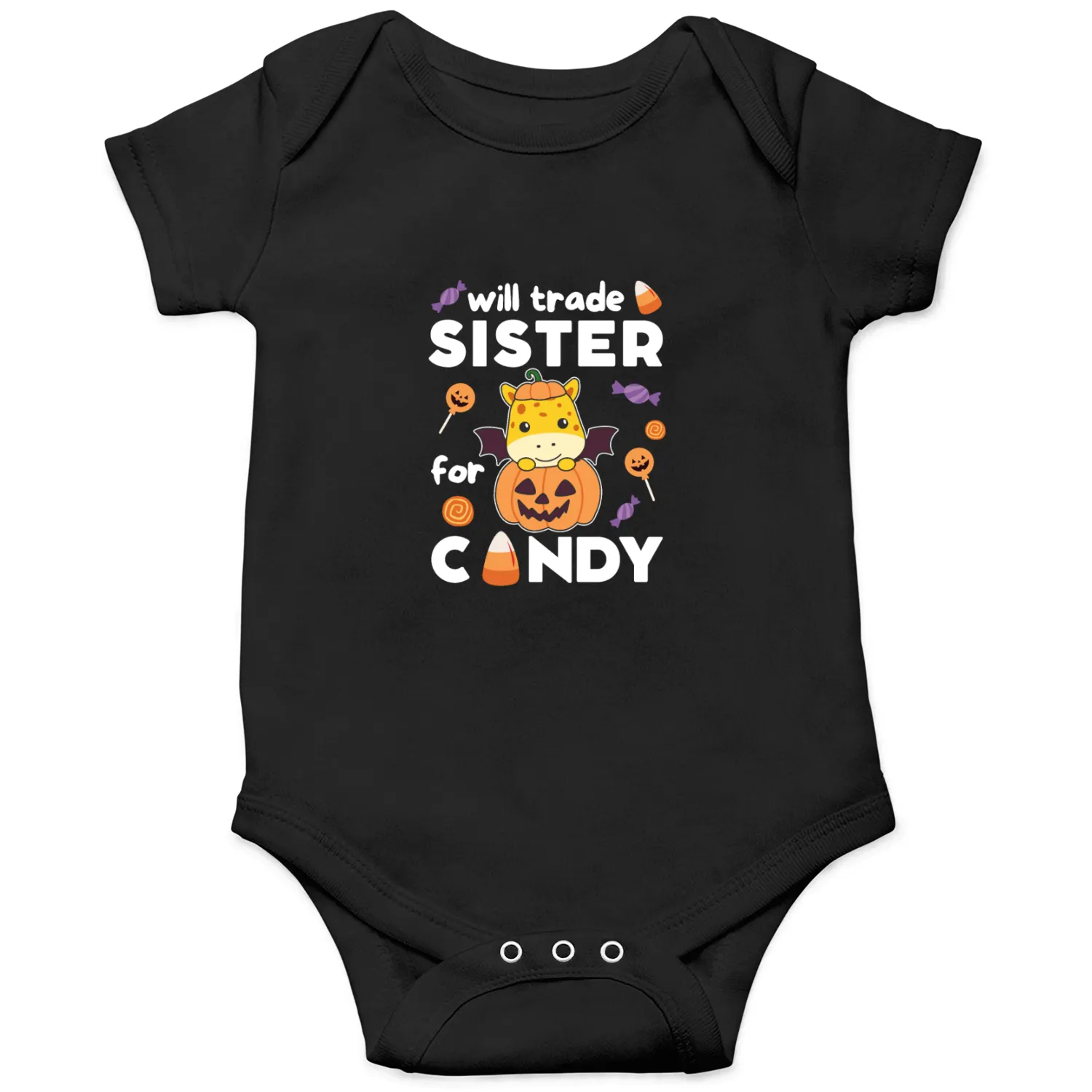 Giraffe Halloween Trade Sister For Candy Onesies
