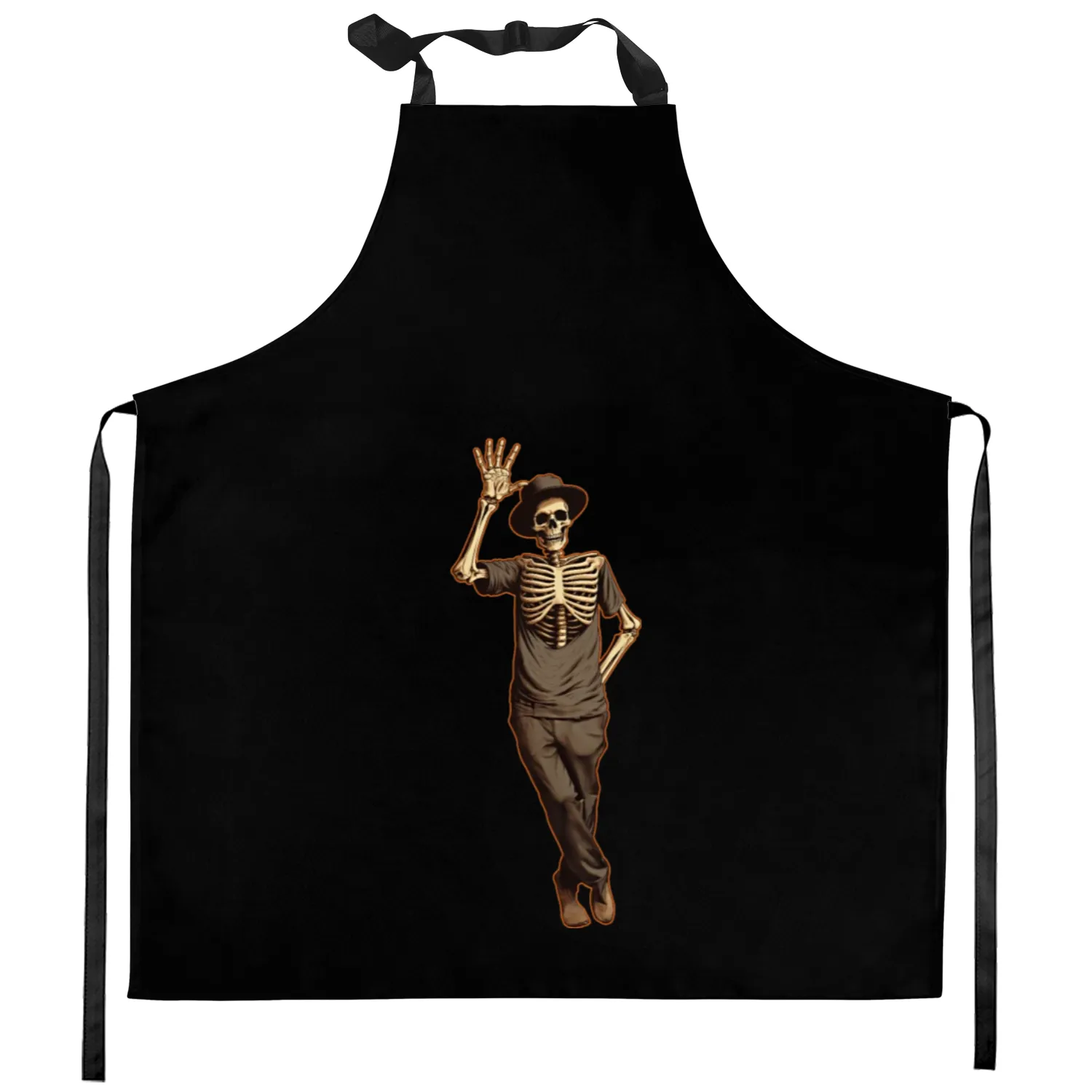 Halloween Skeleton Waving with Hand Kitchen Aprons