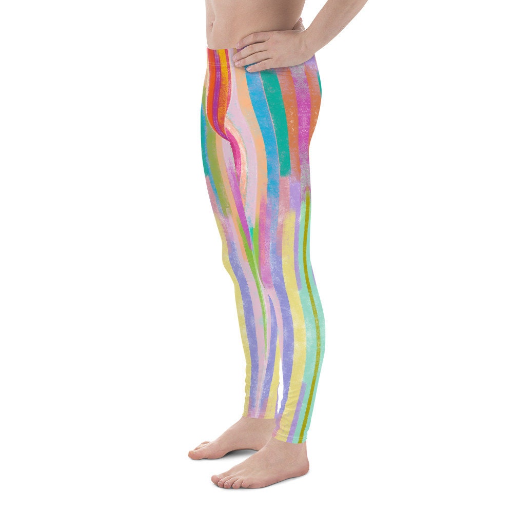 Daydream Watercolor Stripped Men's Leggings sporty leggings
