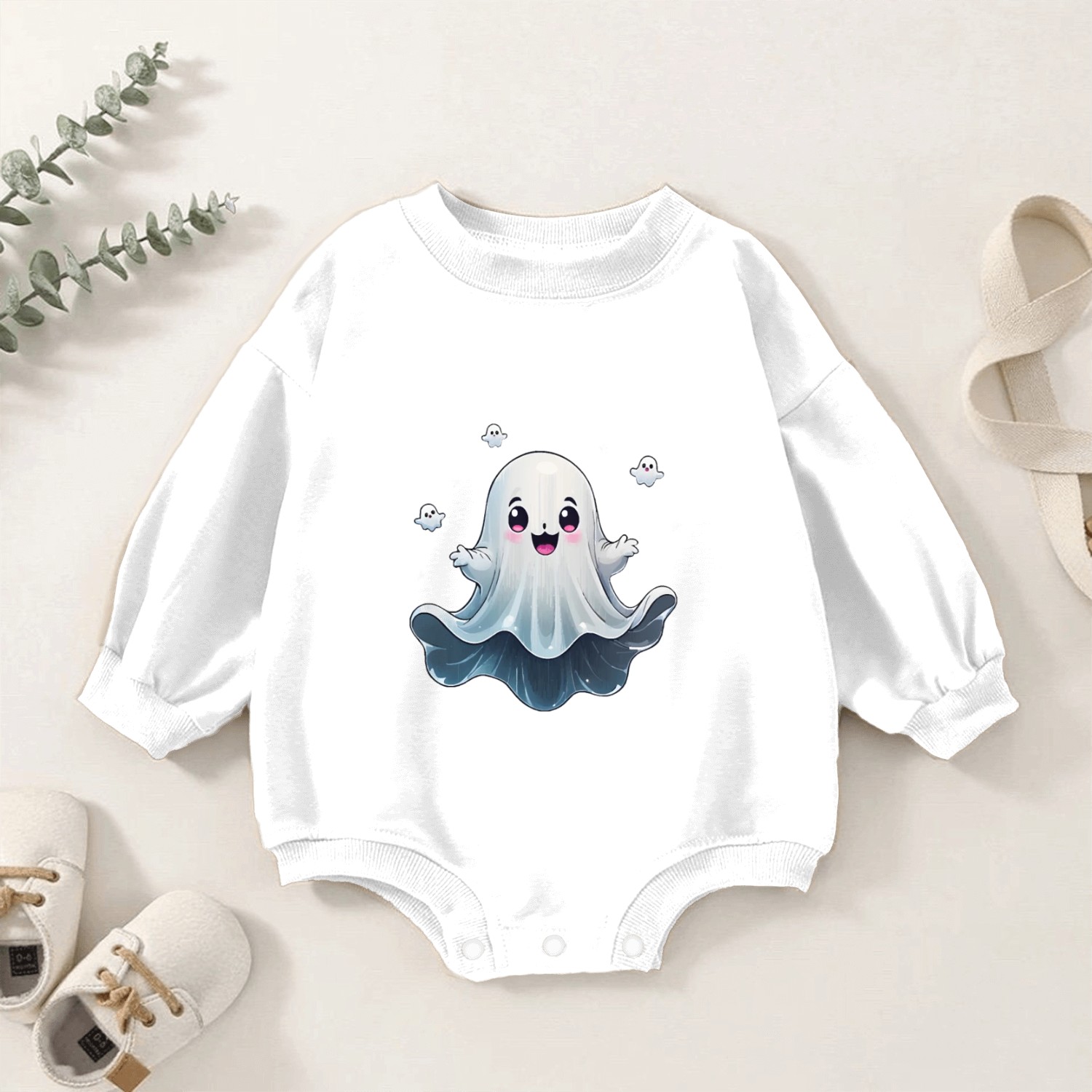 Cute ghost floating Halloween ghost cartoon Baby Romper Sweatshirts
