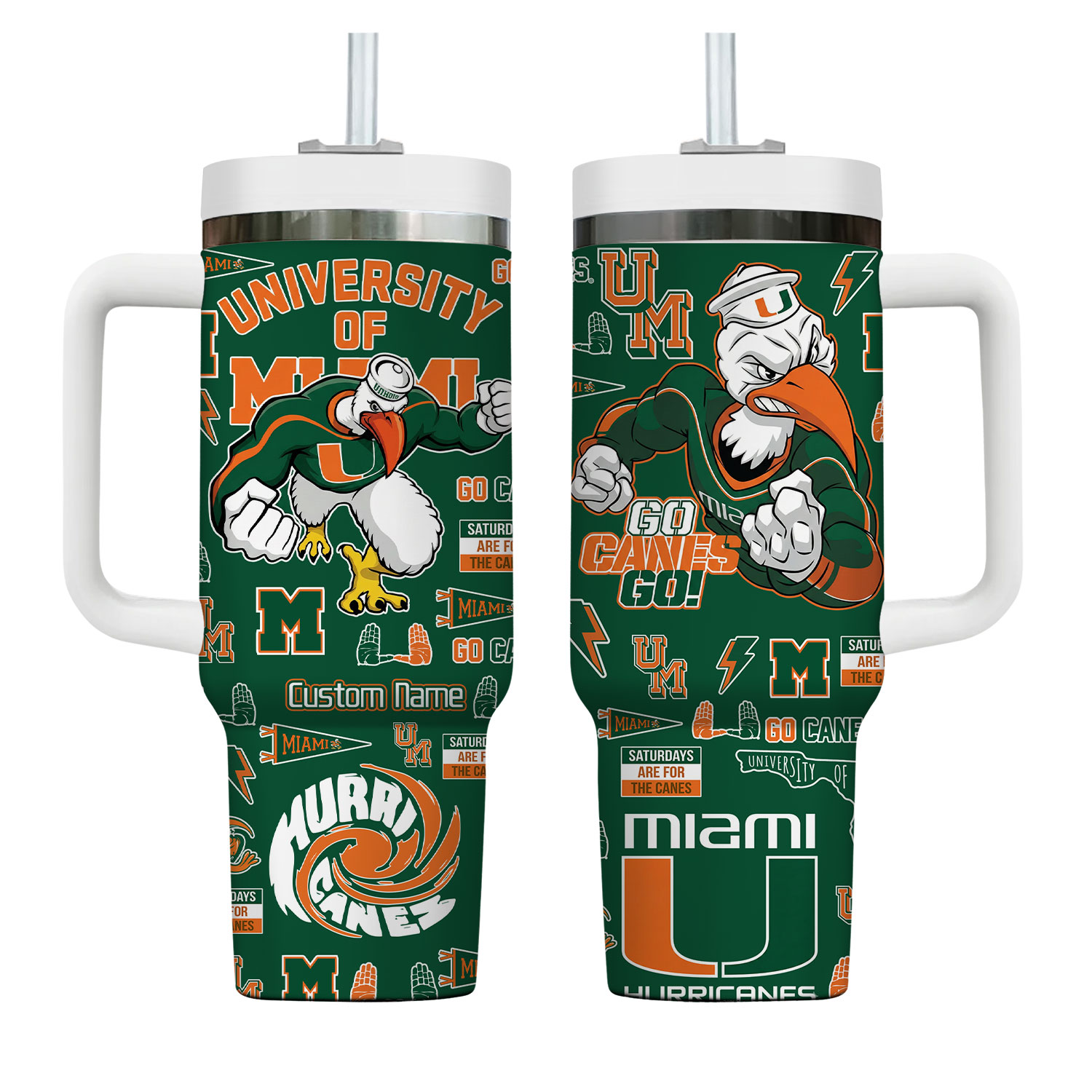 College Football Style Custom Tumbler with Handle 40oz