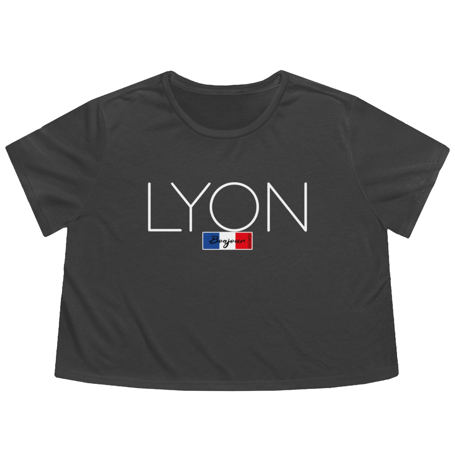 Lyon France Summer Py White Writing Flowy Cropped Tees