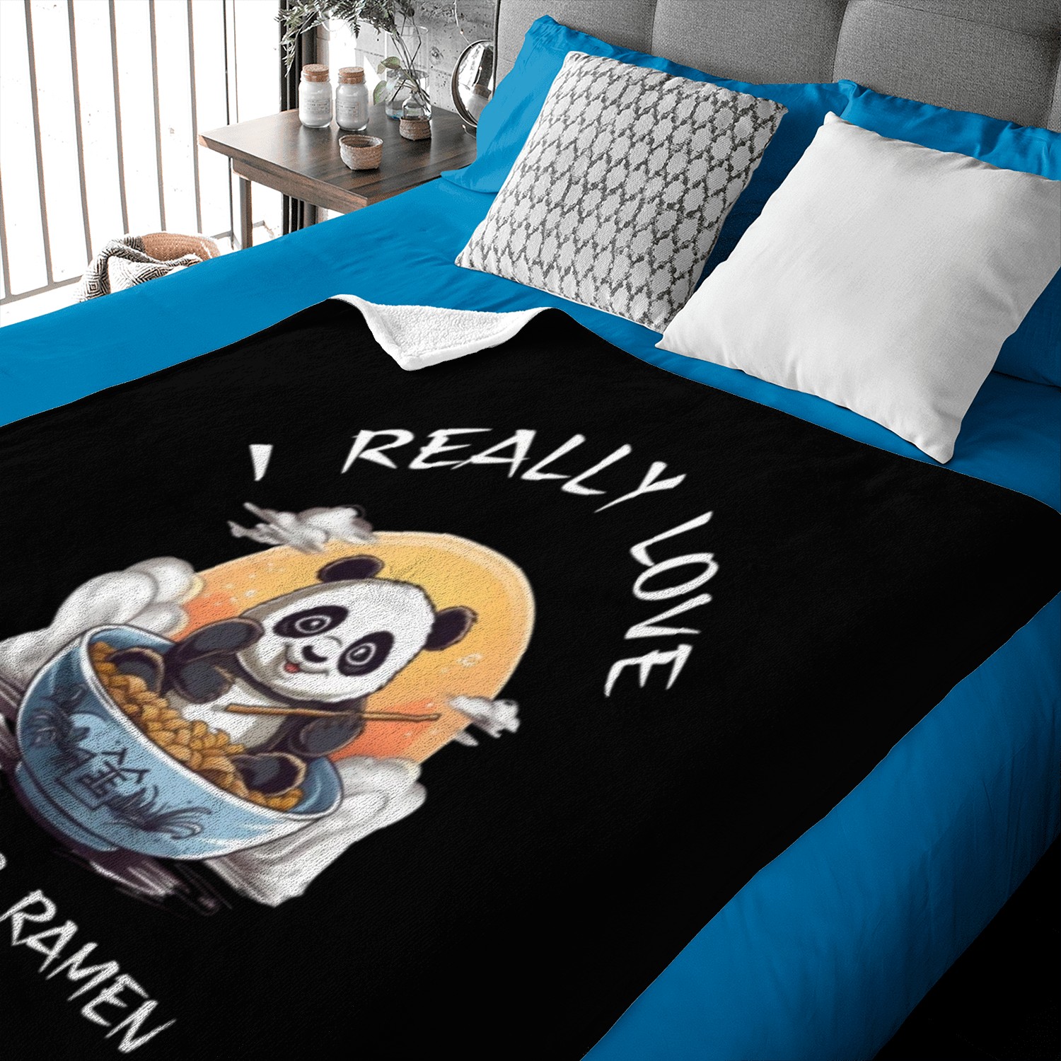 Kawaii Anime Panda Otaku Japanese Ramen Noodles Baby Blankets