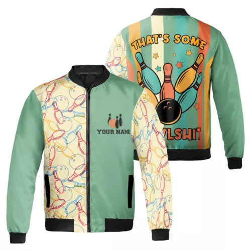 Custom Name Retro Bowling Team That's So Bowlsht Bomber Jacket