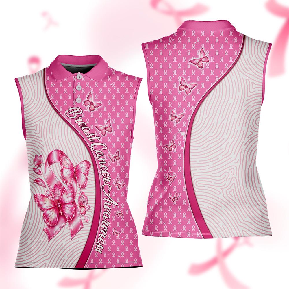 Pink Ribbon Polo Shirt Breast Cancer Awareness Polo, Cancer Support Gift, Pink Ribbon Clothing, Awareness Polo Shirt, Breast Cancer Outfit
