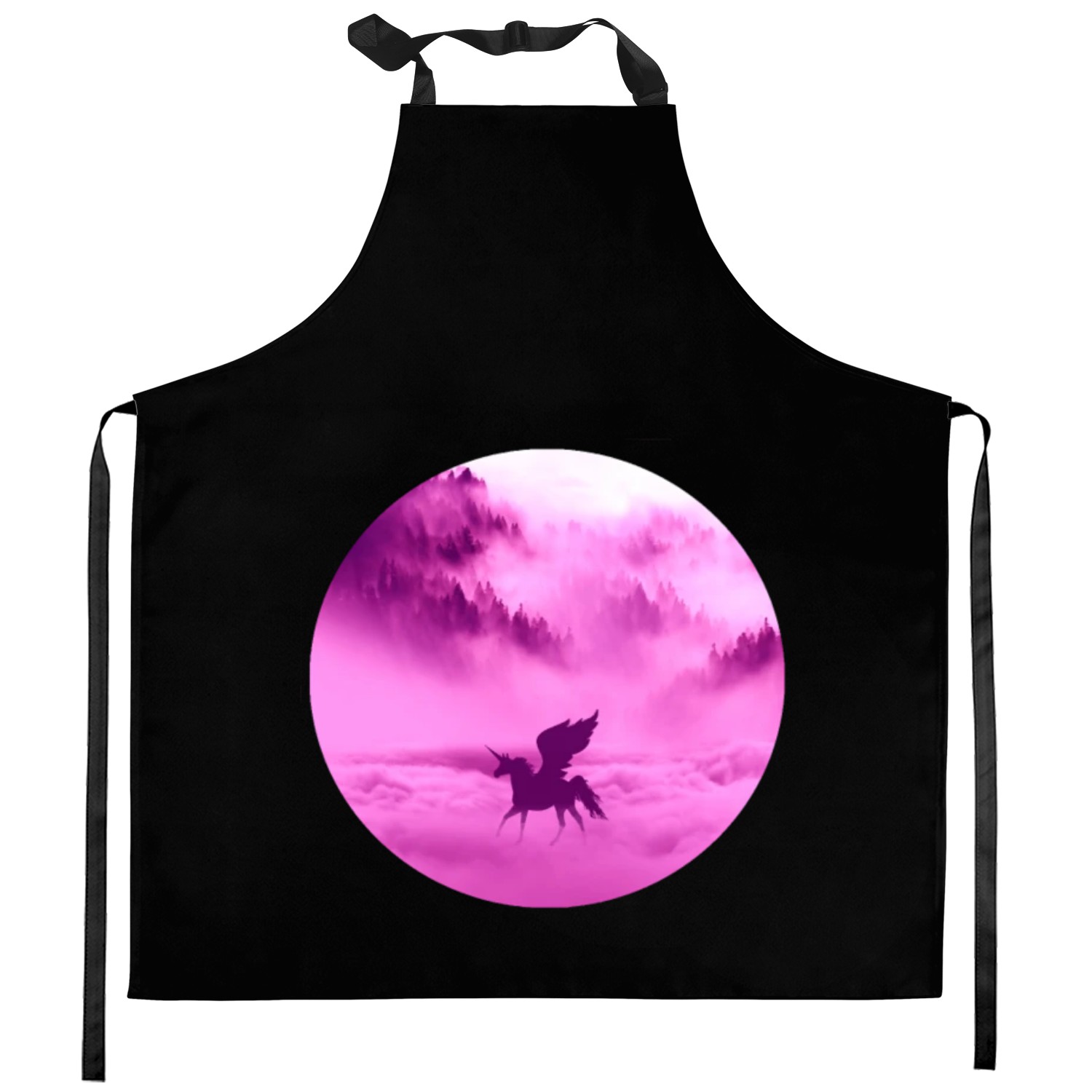 Cute animated unicorn Kitchen Aprons