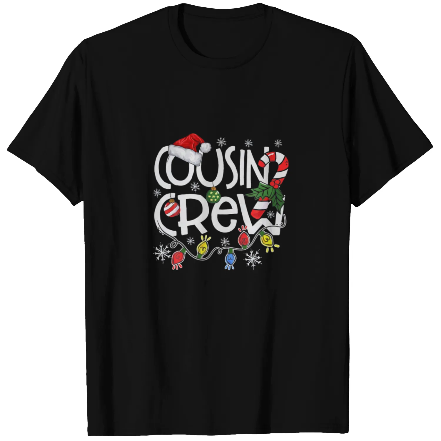 Cousin Crew Xmas Lights Santa Family Matching Chri T-shirt