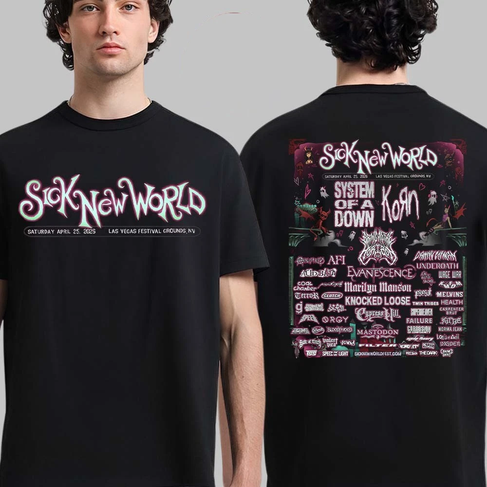 Sick New World Festival 2026 Lineup T-Shirt in Las Vegas NV on April 25, 2026