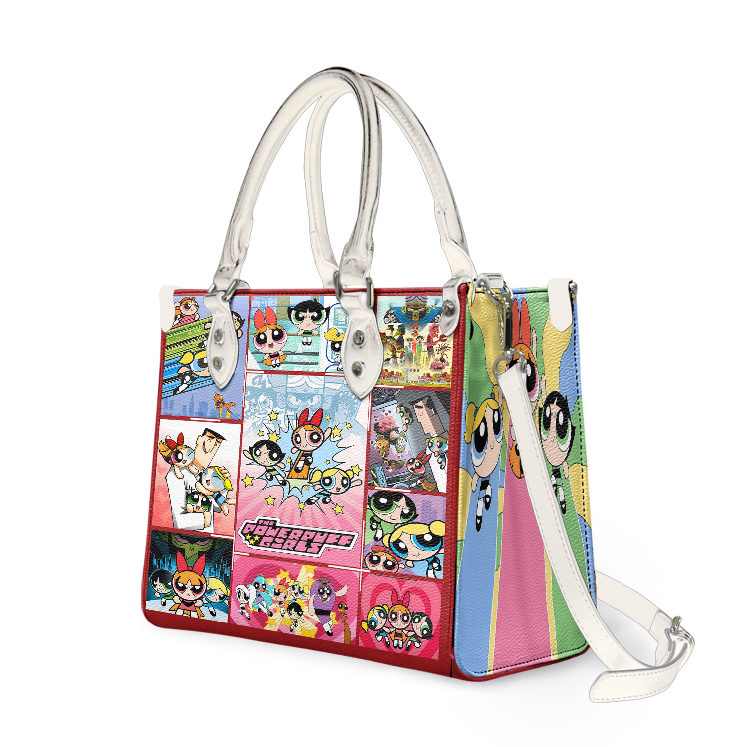 Powerpuff Girls Leather Handbag, Women Leather Bag Gift