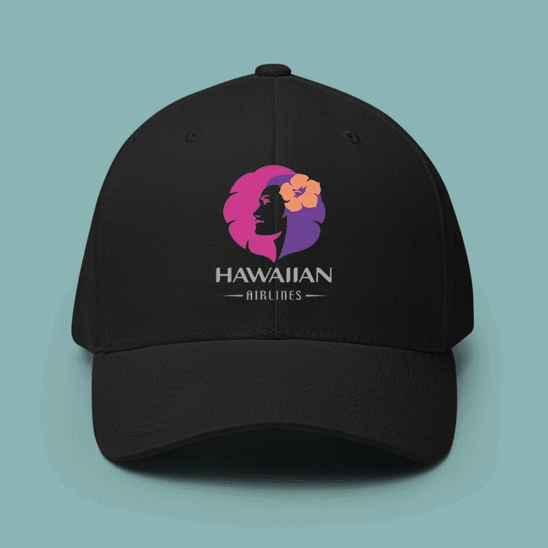 Hawaiian Airlines Logo Black Baseball Cap Adjustable