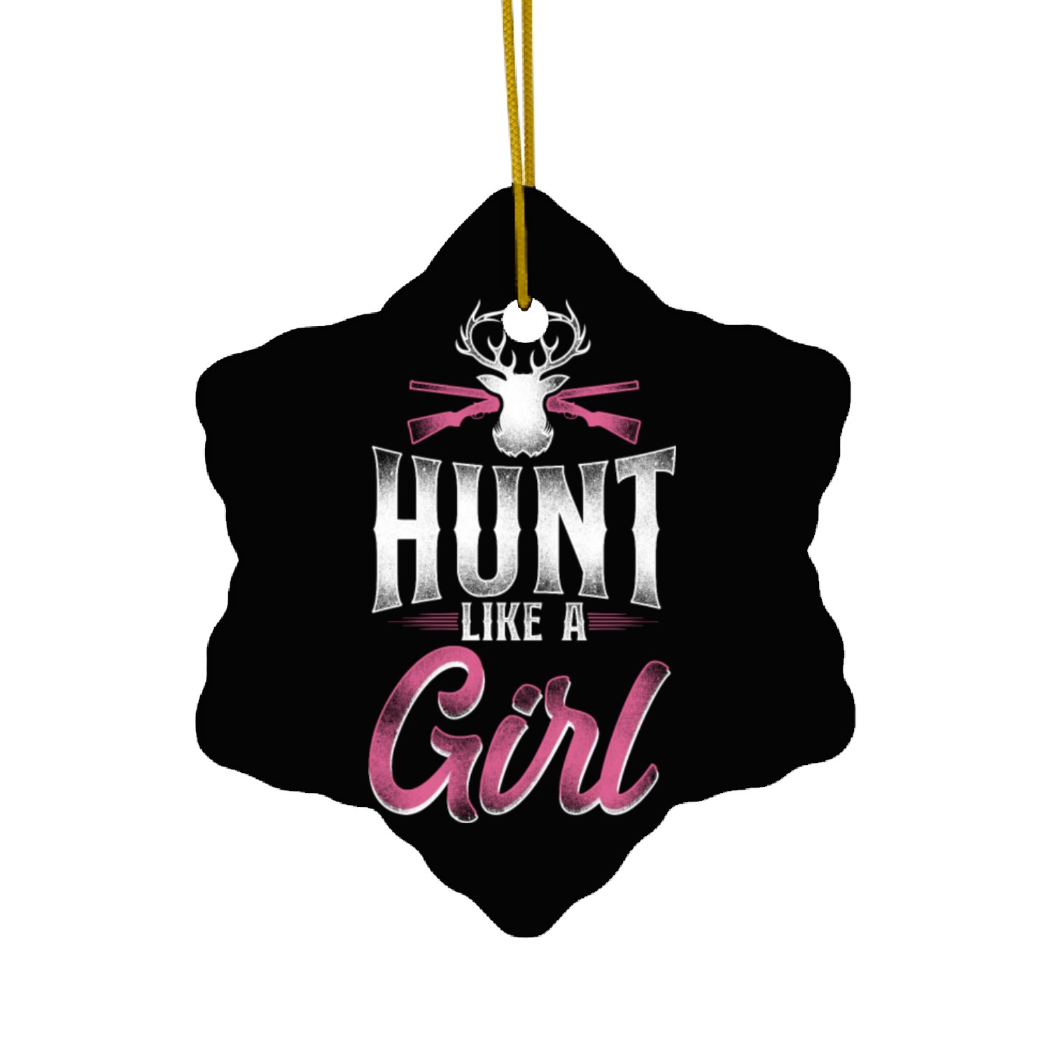 Buck Deer Hunting Hunter Girl Ceramic Ornaments