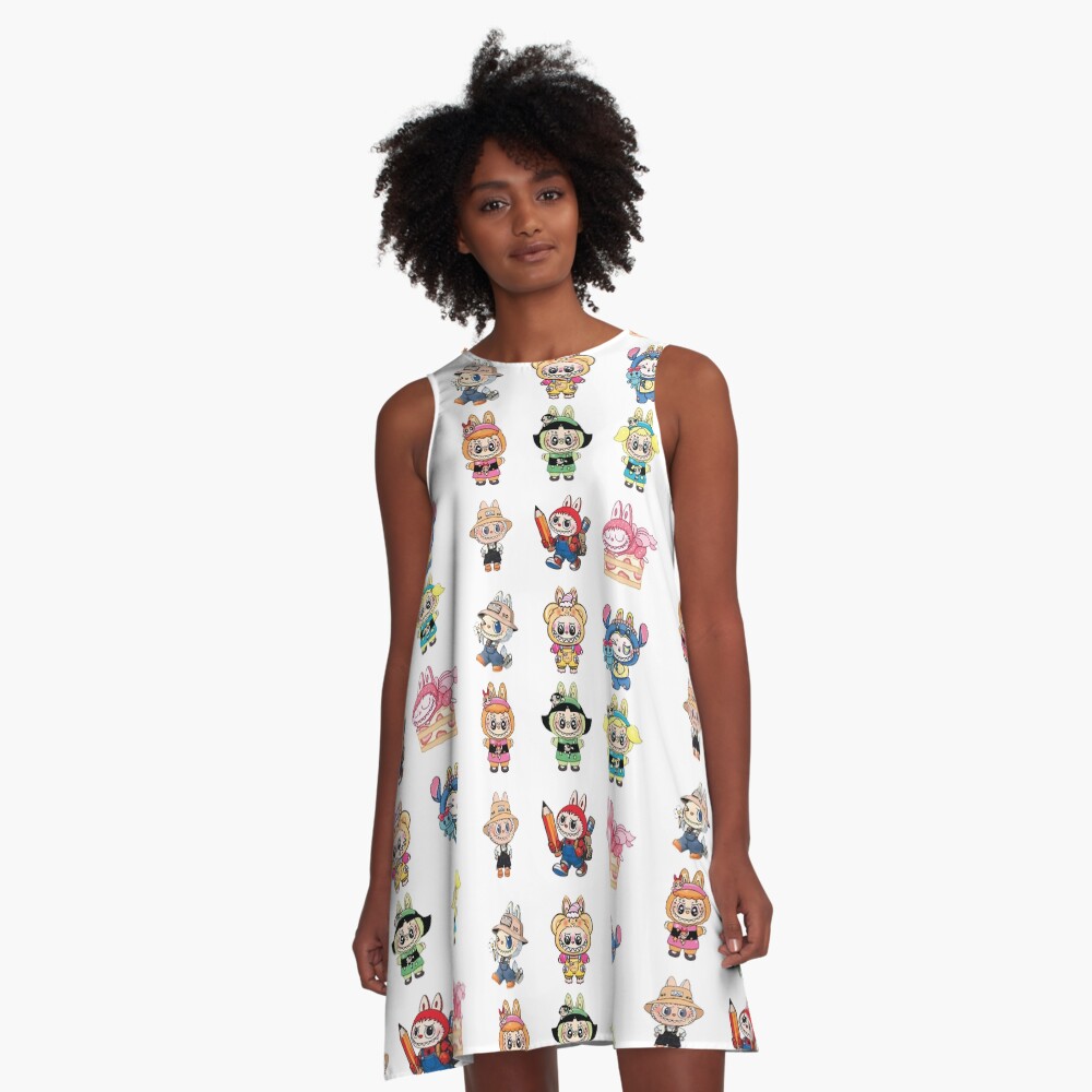 Labubu Bundle A-Line Dress, Labubu sleeveless tank dresses, Gift for Her