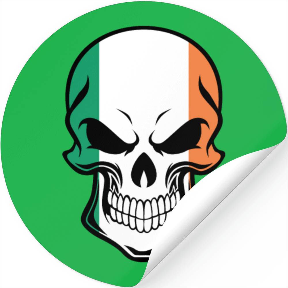 Irish Flag Skull Stickers