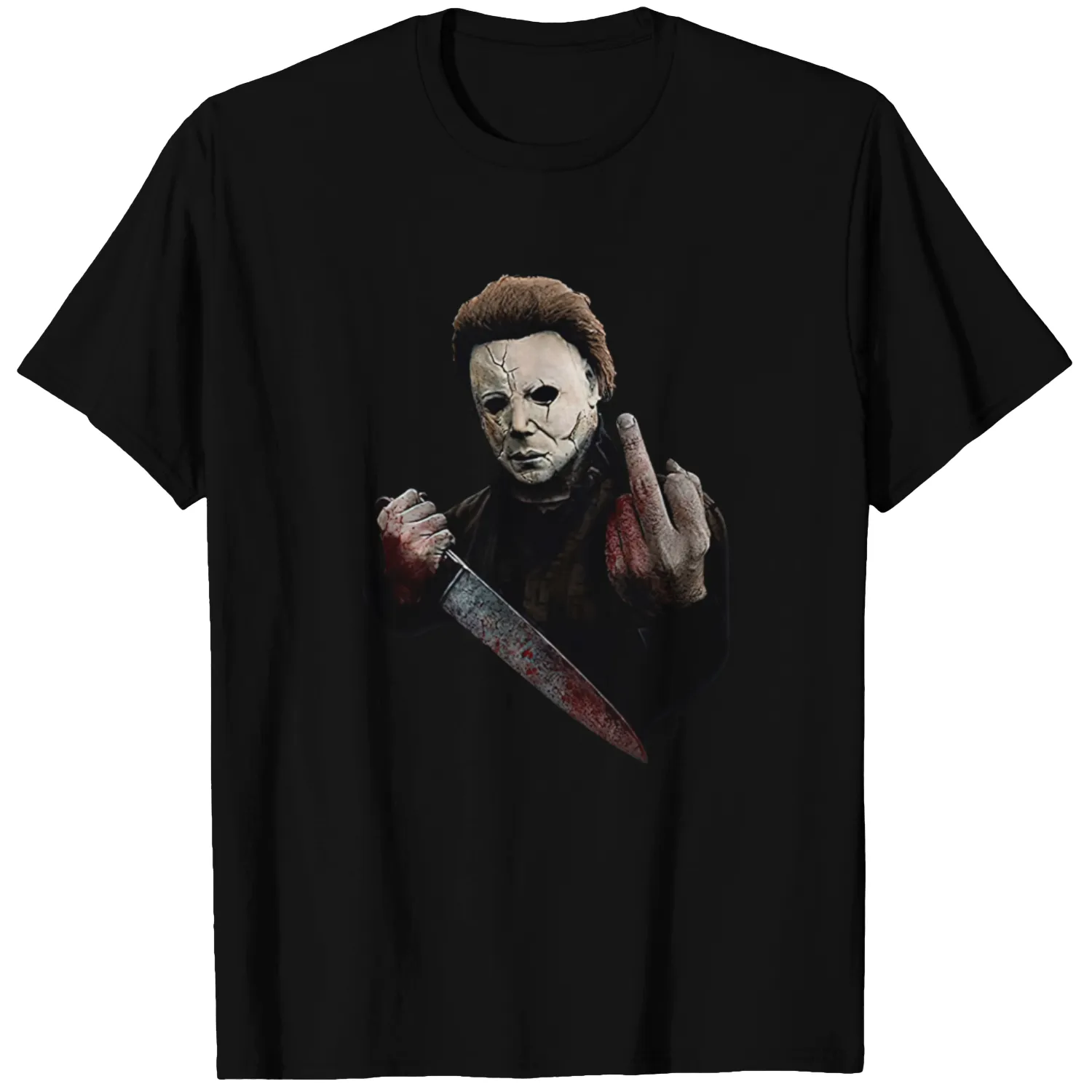 Cartoon Middle Finger T-Shirt Michael Myers Halloween Middle Finger Horror Movie