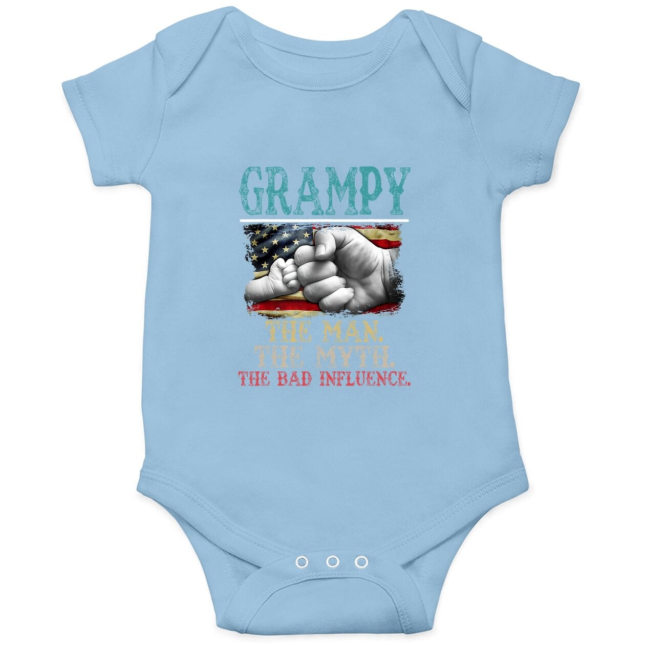 Grampy The Man The Myth The Bad Influence American Flag Baby Bodysuit