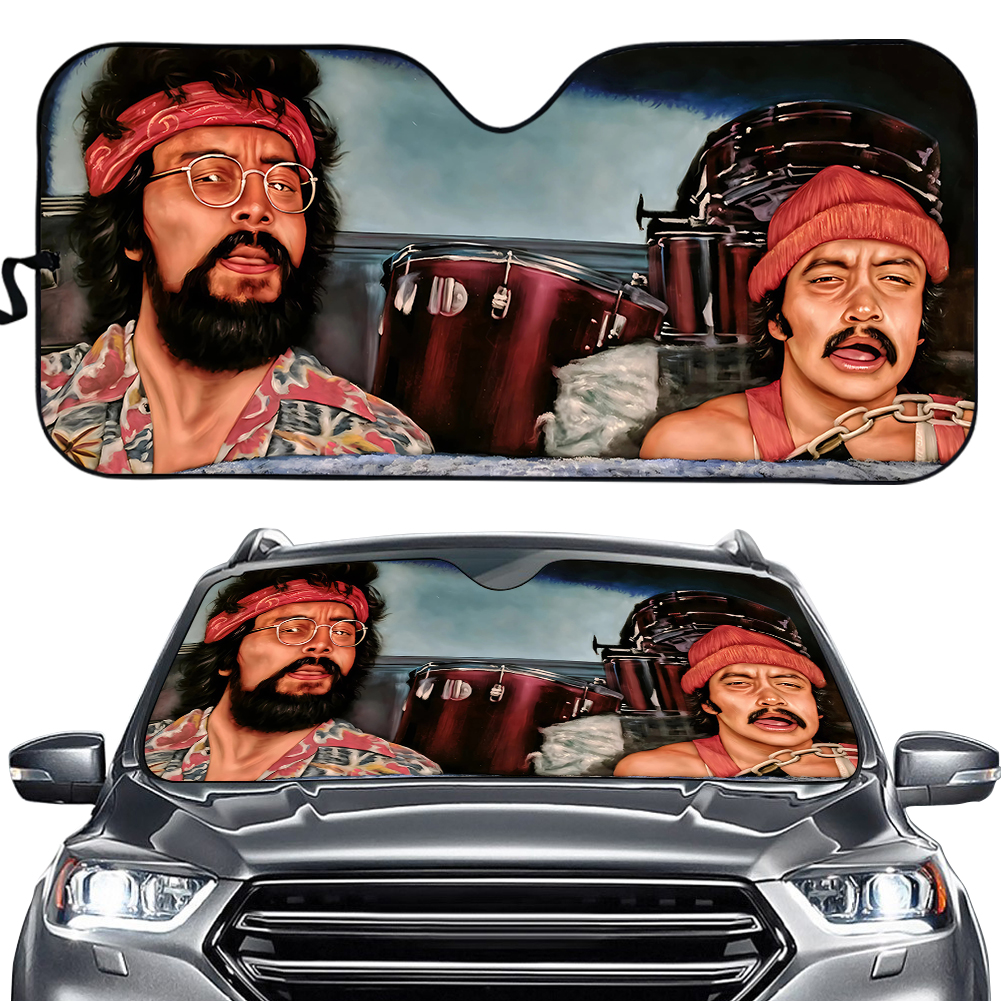 Personalized Cheech And Chong Car Sun Shade Cheech And Chong Painting