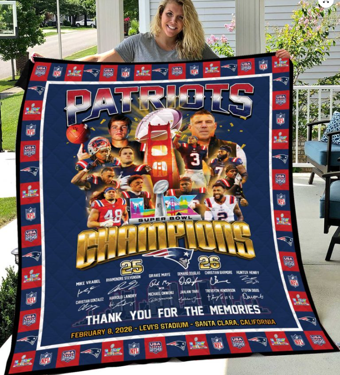 New Eangland Patroits Football Blanket, Super Bowl Merch