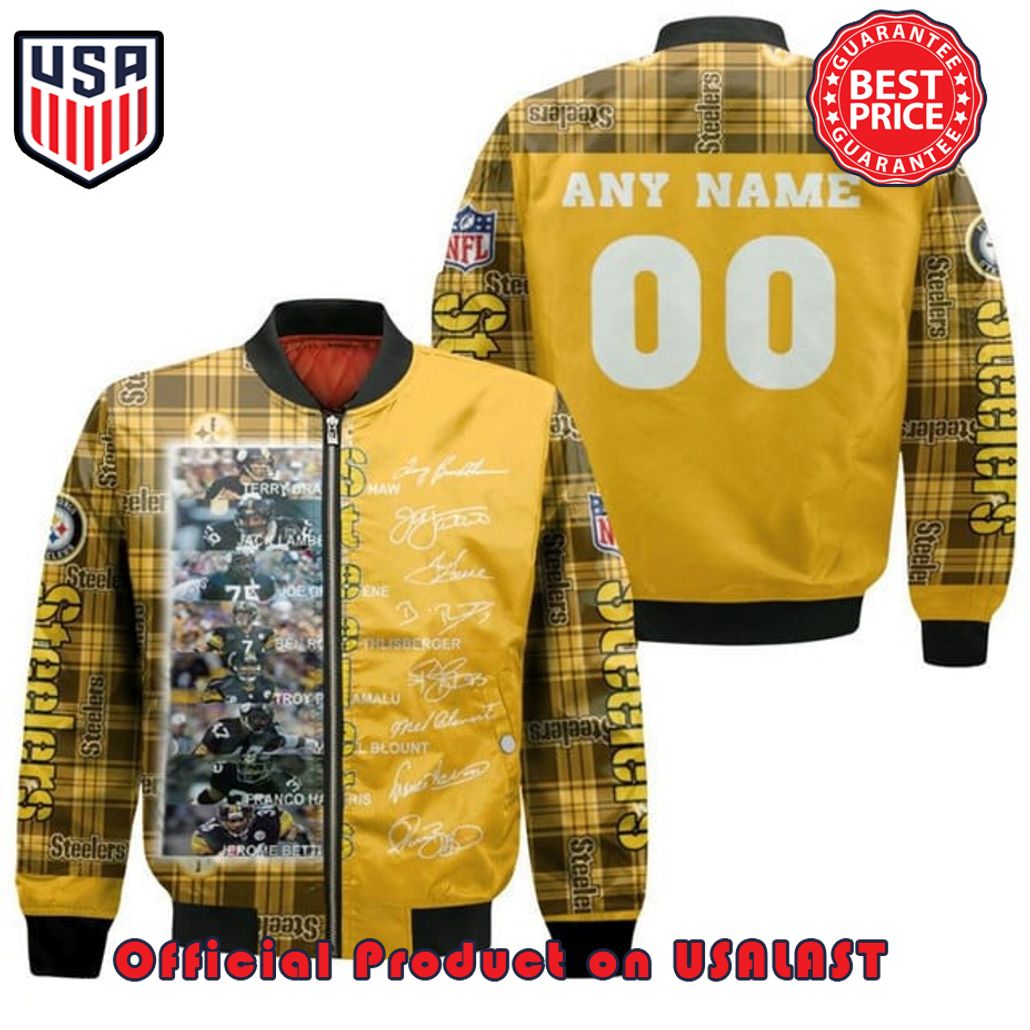PITTSBURGH Steeler WITH CUSTOM NAME NUMBER BOMBER JACKET – YELLOW
