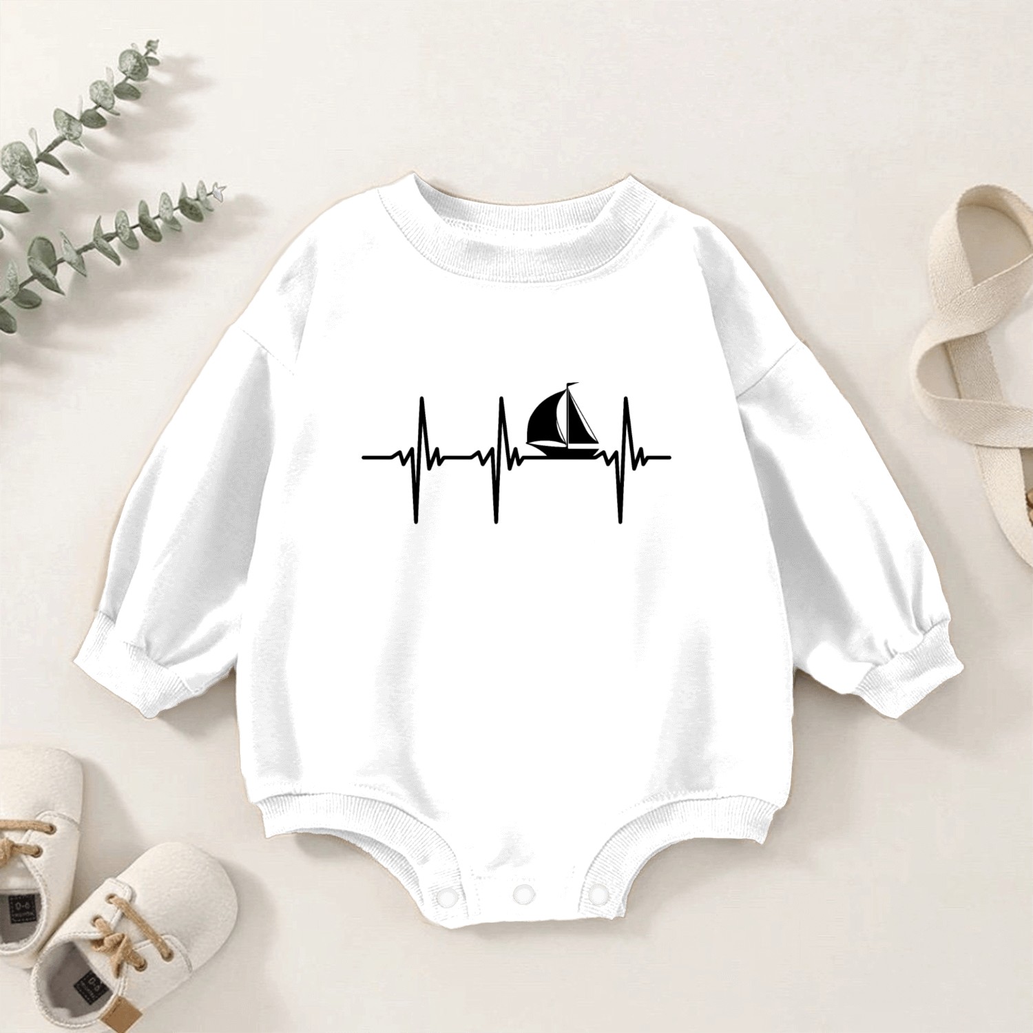 Heartbeat For Pleasure Boats With Large Sails Baby Romper Sweatshirts