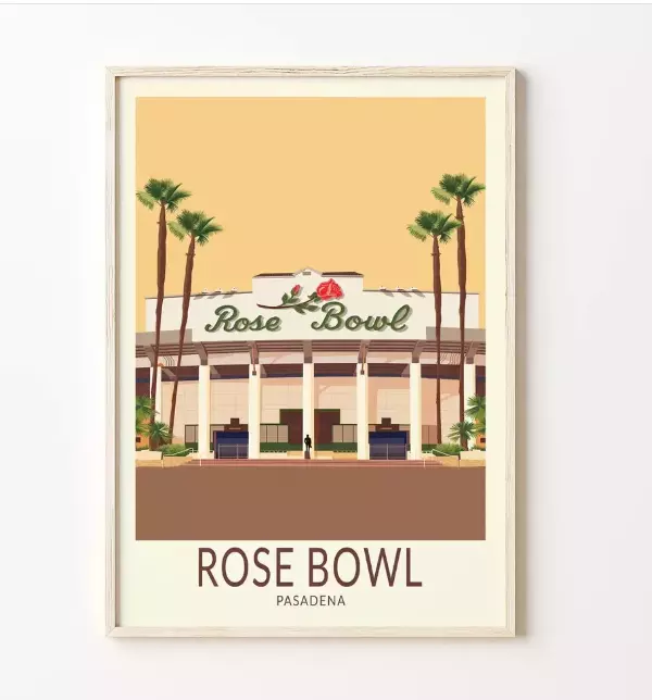 Rose Bowl Football Poster, Rose Bowl Stadium Wall Decor, Home Decor