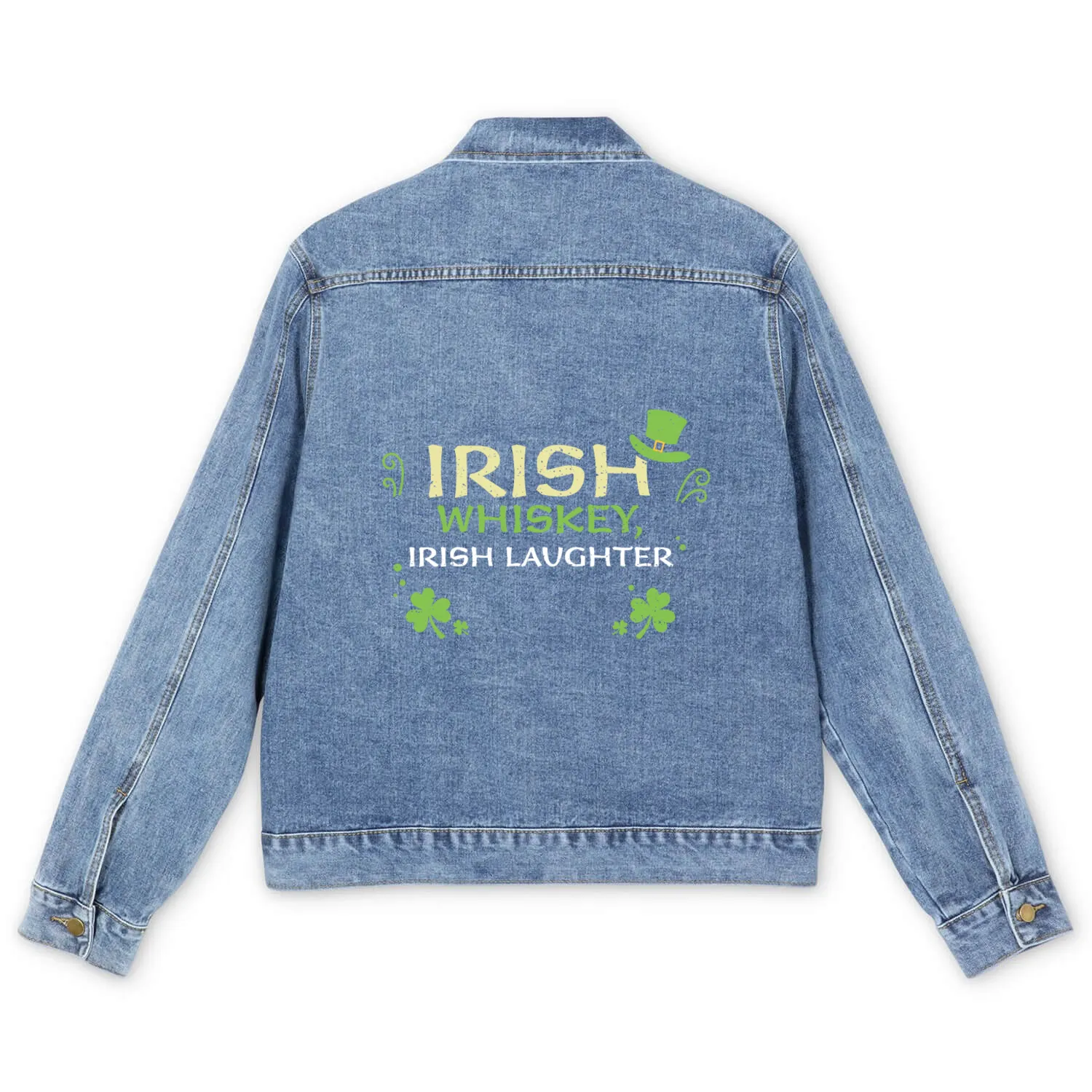 Irish whiskey, Irish laughter Men's Denim Jackets