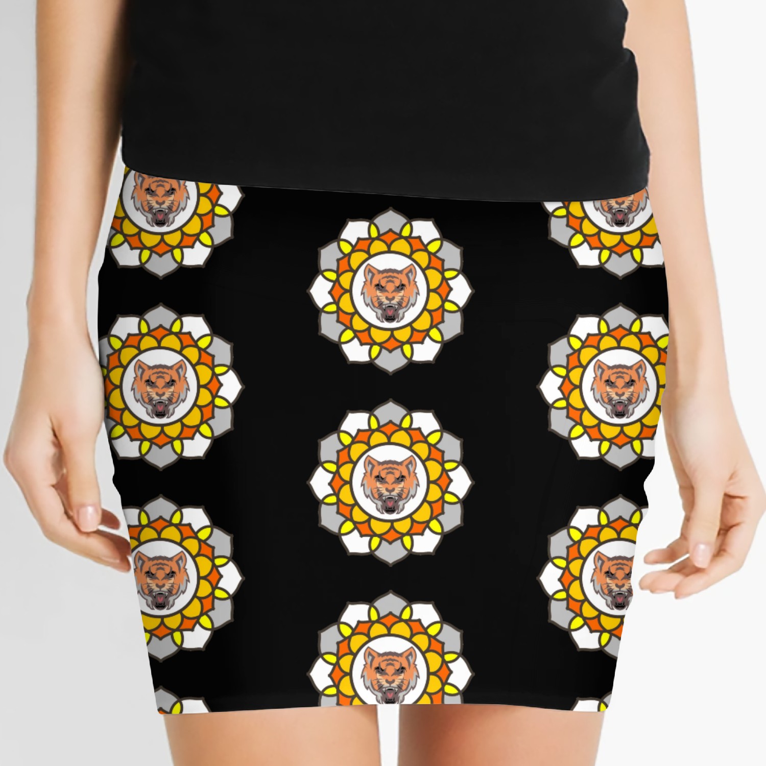 mandala tiger halloween Women's Mini Skirts graphic