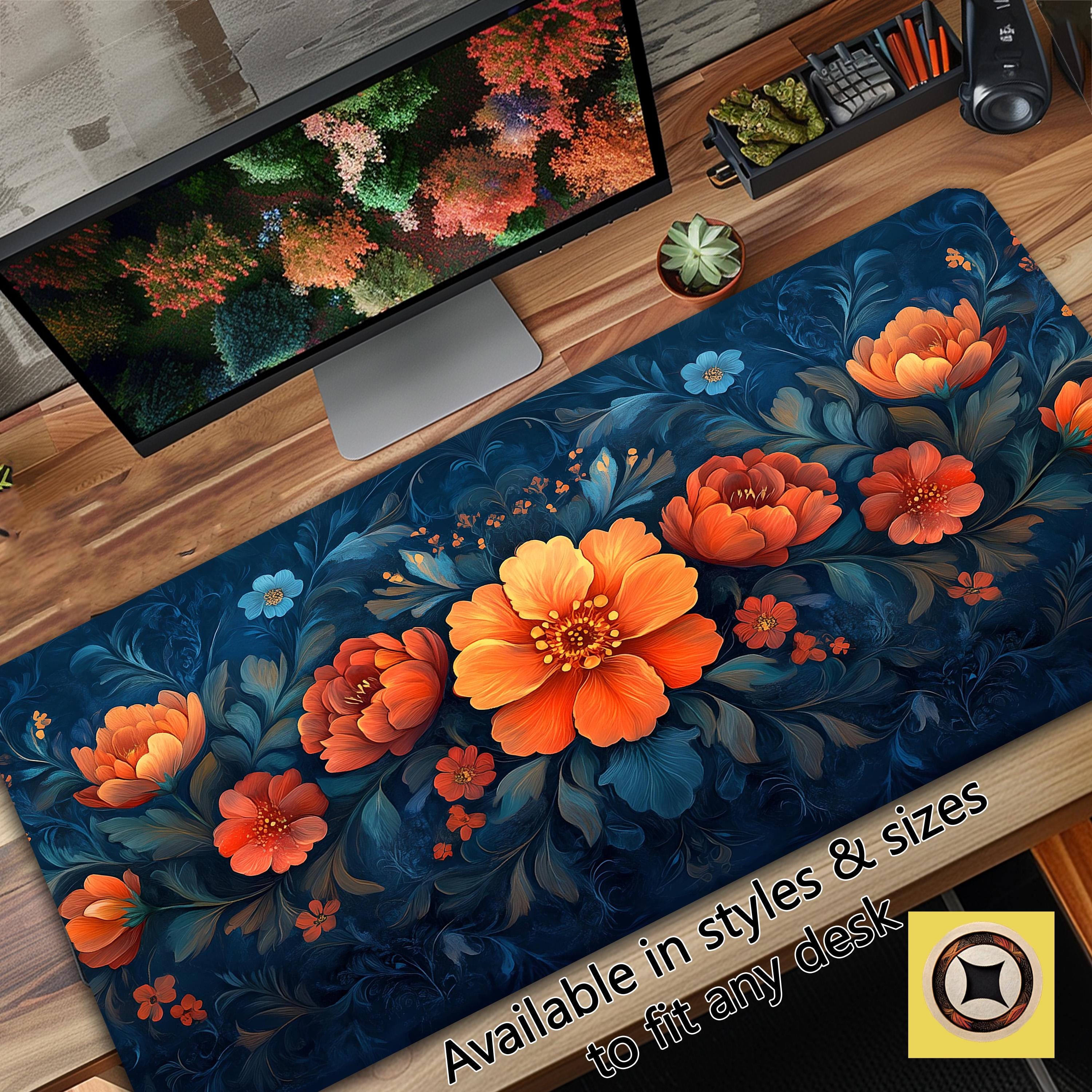 Botanical Flowers Desk Mat - Aesthetic Office Desk Pad