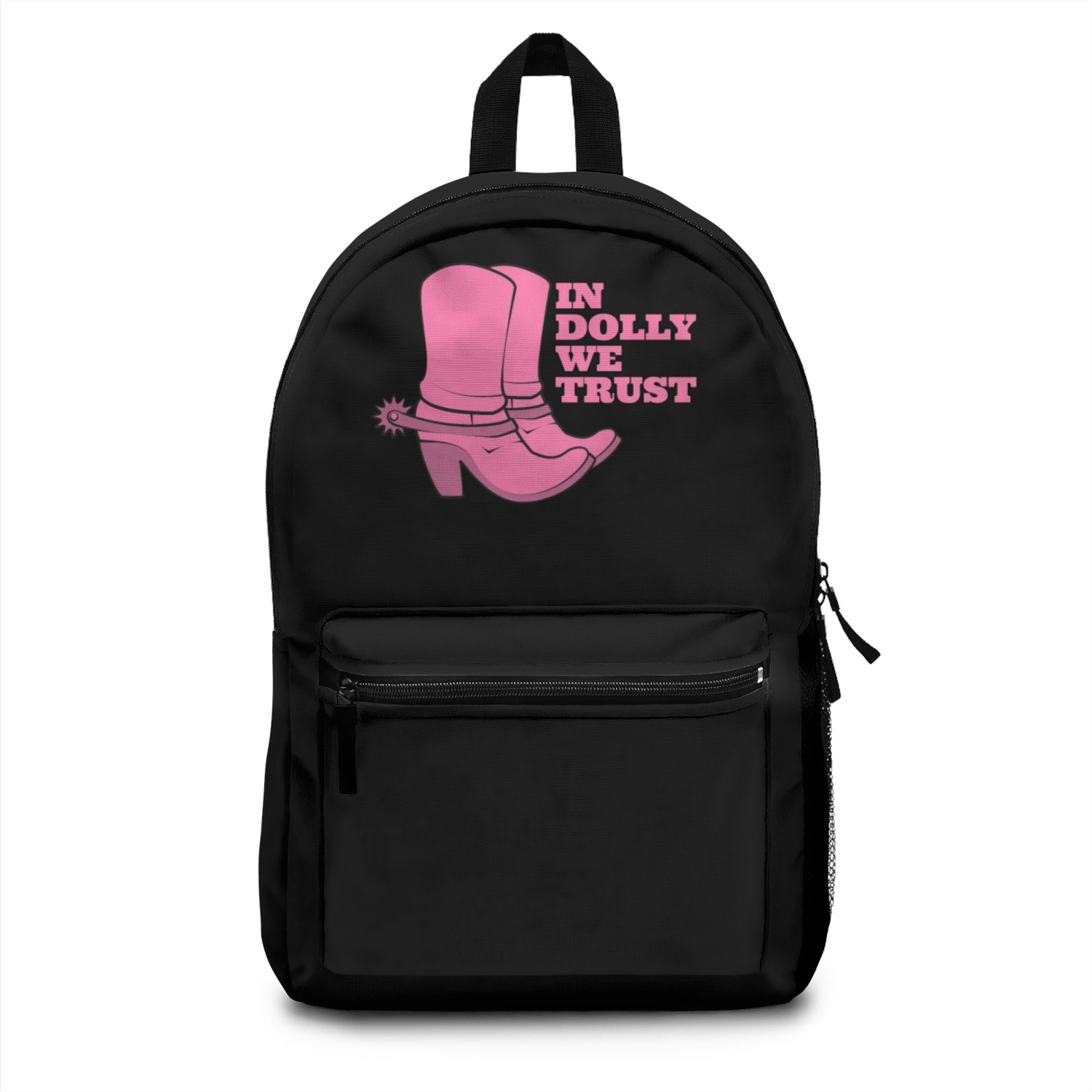 In Dolly We Trust Cowgirl Boots Hat Backpacks