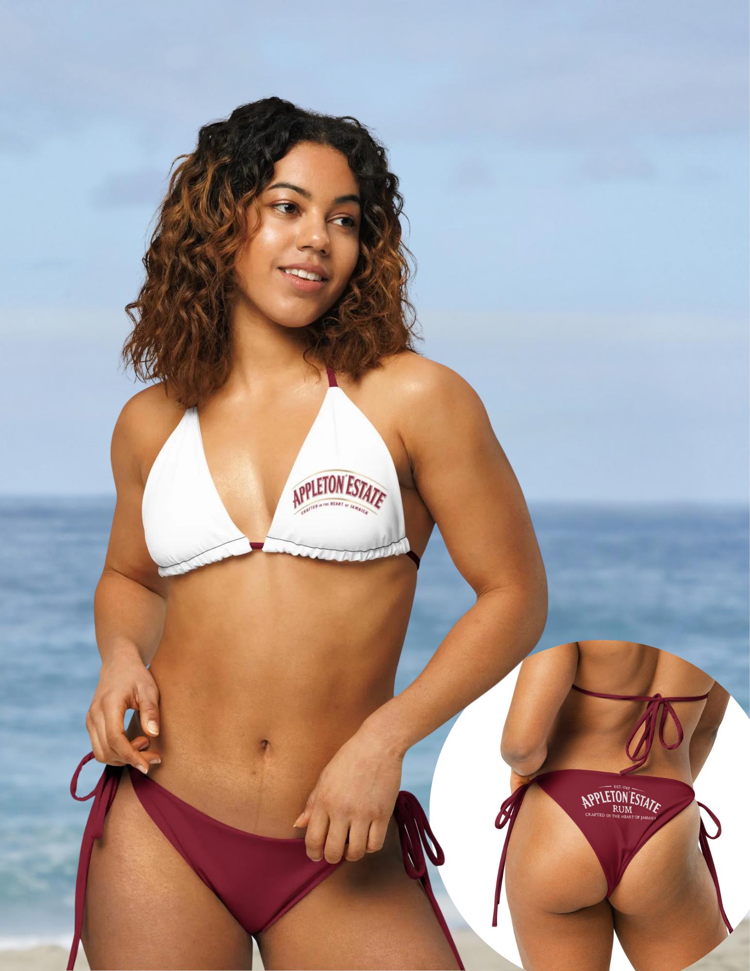 Appleton Estate Rum Jamaica String Bikini Maroon Triangle Swim Set
