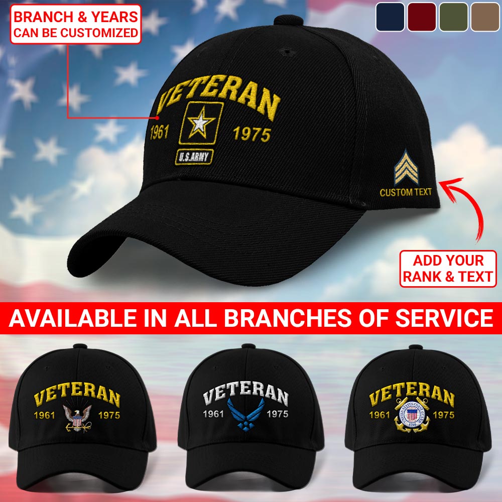 United States Veteran Emblem Embroidered Baseball Cap